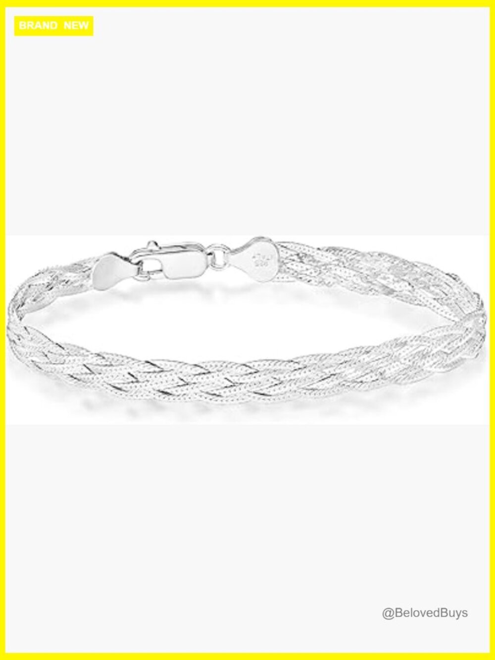Sterling Silver 6-Strand Braided Herringbone Chain Bracelet, 7.25 Inches